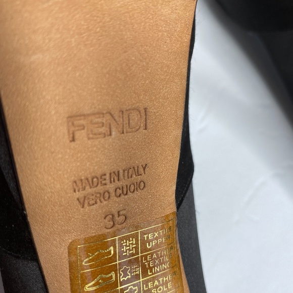 FENDI Deco Bow Black Platform Peep Toe Heels sz. 35 - $630 - Picture 6 of 8
